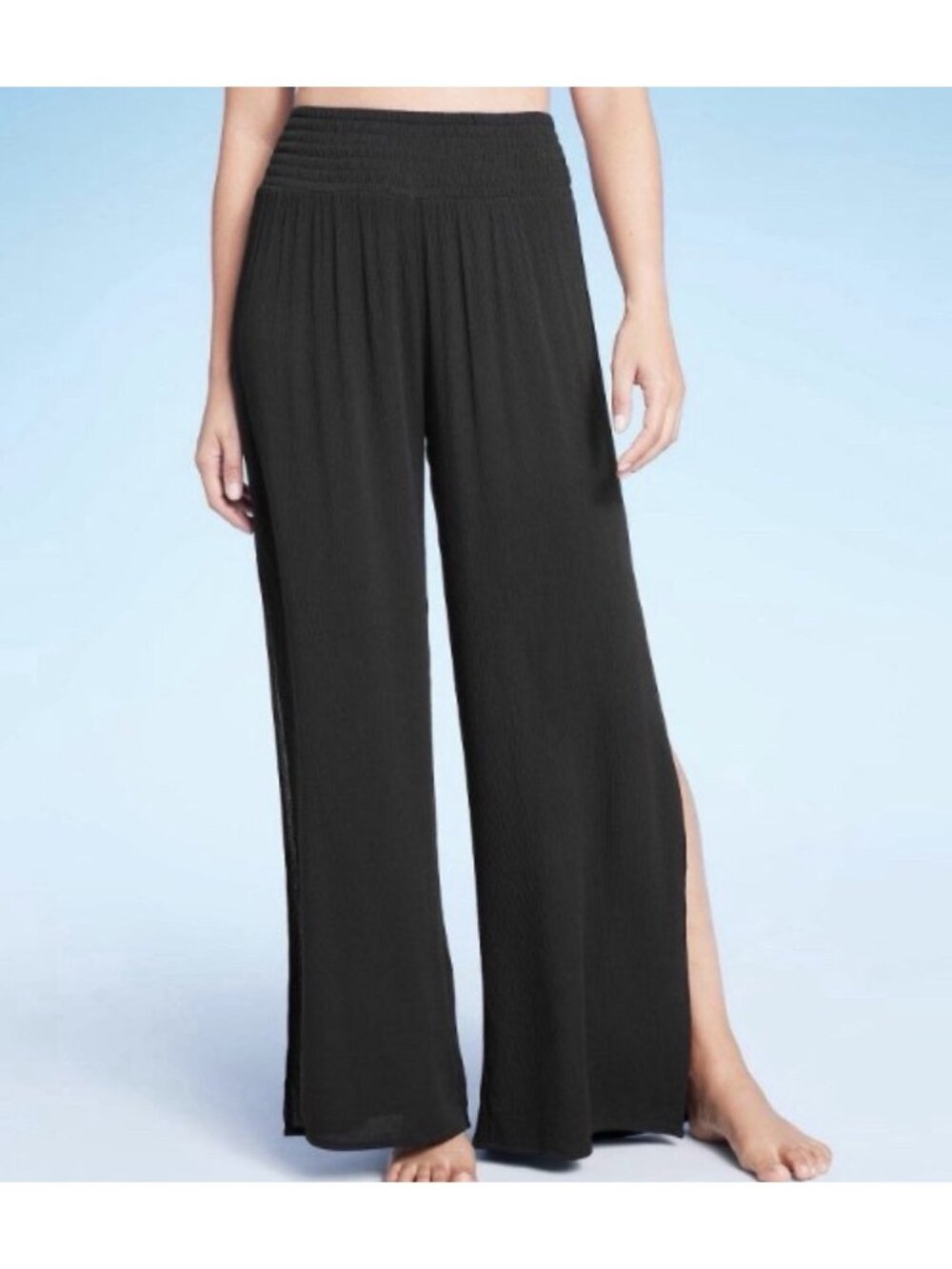 NWOT Kona Sol Side Slit Smock Waist BeachCover Up Pants Sz S